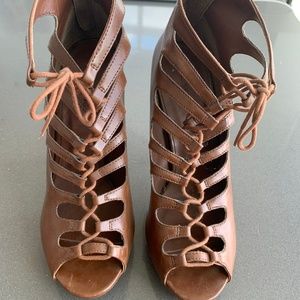 Call It Spring Brown Caged Heels